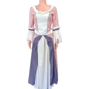 Handmade Patriotic Colonial 2-Piece Costume Dress Stars & Stripes Bell Sleeves